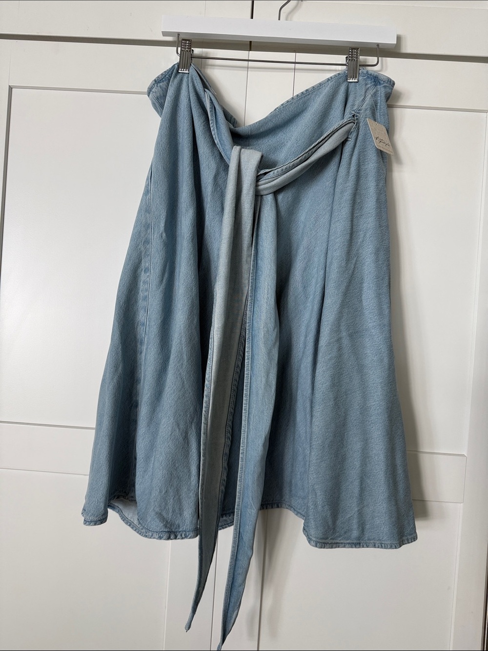 We The Free Light Blue Wrap Tie-Waist Skirt
